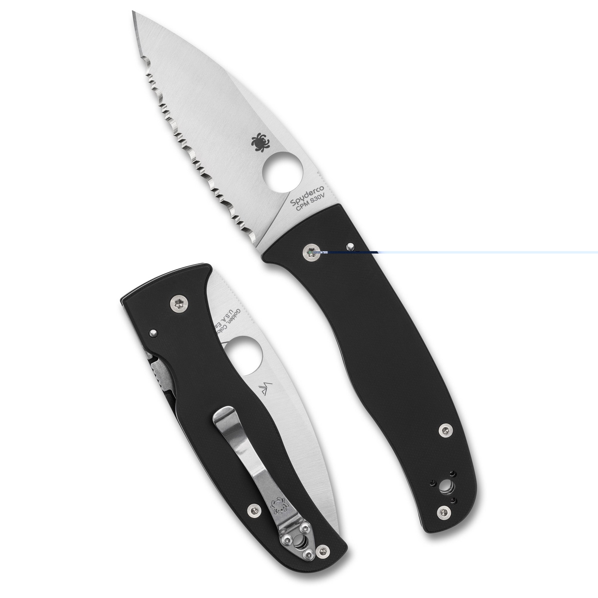 Spyderco Bodacious Blk/slv S30v Srtd